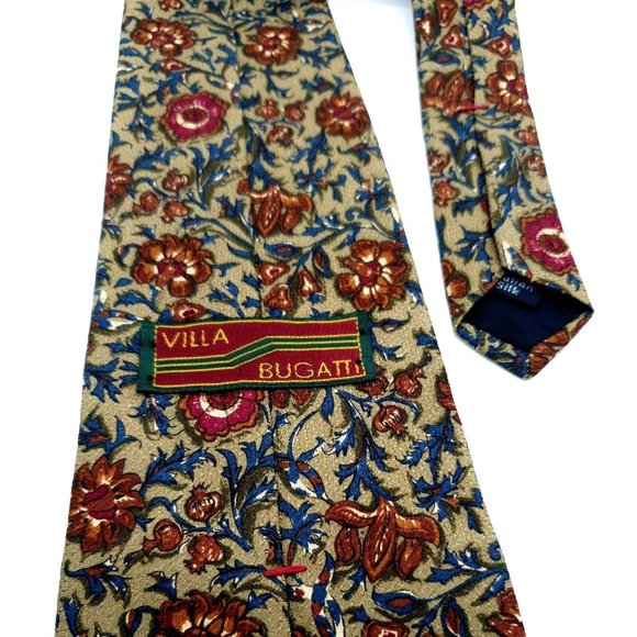 Villa Bugatti Mens Dress Tie Suit Italian Fabric Made In USA 100% Silk Accessory - Picture 3 of 5
